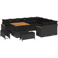 vidaXL Gartensofa-set 12 stk. 9-Sitzanzahl Schwarz Poly Rattan