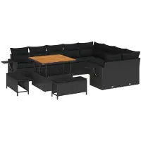 vidaXL Gartensofa-set 13 stk. 11-Sitzanzahl Schwarz Poly-Rattan