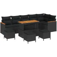 vidaXL Gartensofa-set 10 stk. 6-Sitzanzahl Schwarz Poly Rattan