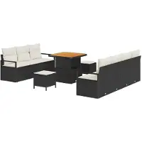 vidaXL Gartensofa-set 10 stk. Schwarz Poly-Rattan