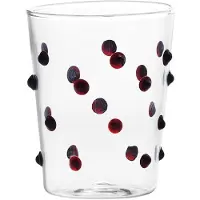 Zafferano Set mit 6 Junior-Partygläsern aus rotem Borosilikatglas, handgefertigtes Polka-Dot-Design zum Servieren von Likören und Tischsaucen