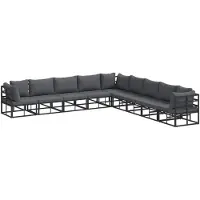 vidaXL Gartensofa-set 9 stk. Schwarz Aluminium