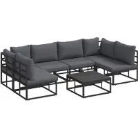 vidaXL Gartensofa-set 7 stk. Schwarz Aluminium