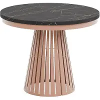 MEBLINI Esstisch Rund Ausziehbar aus Metall - 100-176x76cm - CONEY - Schwarz Marmor/Kupferfarbe - Loft - Esszimmertisch Modern - Küchentisch - Ausziehtisch - Round Dining Table