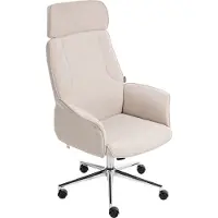 Beliani Bürostuhl Hellbeige Samt Gepolstert Gesteppt Höhenverstellbar Drehbar mit Armlehnen Sicherheitsrollen Wippfunktion Modernes Design Drehstuhl