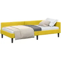 vidaXL Eckbettgestell mit Kopfteil Gelb 80 cm x 200 cm Samt