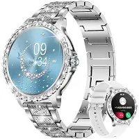 Lige Smartwatch Damen mit Telefonfunktion,20 Sportmodi Armbanduhr mit Menstruationszyklus Schlafmonitor Pulsuhr Blutdruckmessung Schrittzähler Fitnessuhr Damen für Android iOS Silber