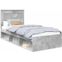 vidaXL Bettrahmen Uni Beton Grau 100 x 200 cm Massives Kiefernholz