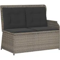 vidaXL Gartenbank mit Kissen Grau Poly-Rattan