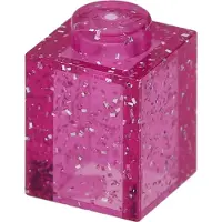LEGO : 100x Stein 1x1 in 'Glitter Trans-Dark Pink'