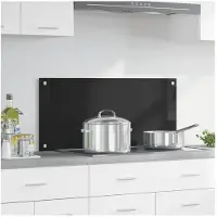 vidaXL Küchenrückwand Schwarz 90 x 40 cm Gehärtetes Glas