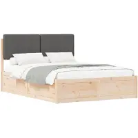 vidaXL Bettgestell mit gepolstertem Kopfteil Dunkelgrau 140 x 200 cm