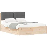vidaXL Bettgestell mit gepolstertem Kopfteil Dunkelgrau 150 x 200 cm