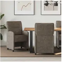 vidaXL Esszimmerstühle mit Rollen 2 stk. Kunstwildleder Dunkelgrau