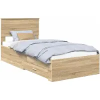 vidaXL Bettrahmen mit Kopfteil Sonoma-Eiche 90 x 200 cm Holzwerkstoff