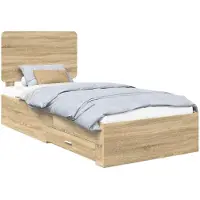 vidaXL Bettrahmen mit Kopfteil Sonoma-Eiche 90 x 190 cm Holzwerkstoff