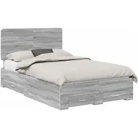 vidaXL Bettrahmen Graues Sonoma 135 x 190 cm Holzwerkstoff