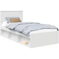 vidaXL Bettrahmen mit Kopfteil Weiß 90 x 190 cm Massives Kiefernholz