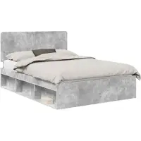 vidaXL Bettrahmen Beton Grau 150 x 200 cm Massives Kiefernholz