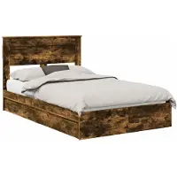 vidaXL Aufbewahrungsbett Geräucherte Eiche 135 x 190 cm Holzwerkstoff