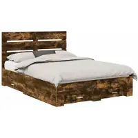 vidaXL Bettrahmen Geräucherte Eiche 140 x 190 cm Holzwerkstoff