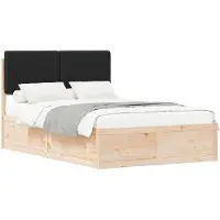 vidaXL Bettgestell mit gepolstertem Kopfteil Schwarz 120 x 190 cm