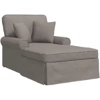 vidaXL Chaise Lounge mit Rock mit Kissen mit Kissen 3 pcs Taupe Stoff