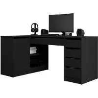 Mirjan 24 Eckschreibtisch / Schminktisch Ada, Elegante Kosmetiktisch, Frisiertisch, Modern Schlafzimmer (Schwarz)