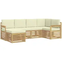 vidaXL Outdoor-Sofagarnitur 6 pcs Weiß und Creme Polyester