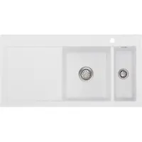 SYSTEMCERAM Flächenbündige Spüle MERA 100 F in SATIN Becken rechts - Handbetätigung
