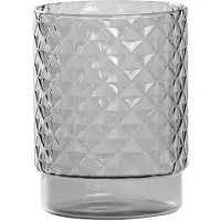 Zafferano Isolano 4er-Set stapelbarer Trinkgläser aus grauem Borosilikatglas, handgefertigt mit Diamanteffekt-Dekor für Tisch und Bar, modernes Design