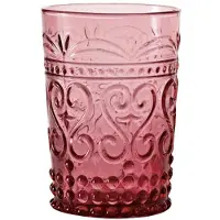 Zafferano 6er-Set provenzalische Trinkgläser aus violettem Glas, handgefertigt mit Reliefdekor für einen eleganten und rustikalen Tisch