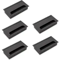 Emuca Satz von 5 Kabeldurchführungen für Quadrum Tisch Rechteckig 159 x 80 mm Unterputzmontage Aluminium Schwarz Metallic