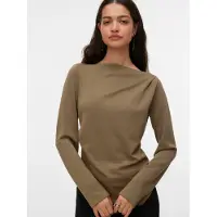 Vero Moda Langarmshirt "VMMILLE LS BOATNECK SHORT TOP JRS NOOS" Materialmix, regular fit