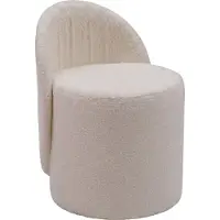 FineBuy Sitzhocker Teddy Stoff 40cm Creme Stoffhocker Rund Polsterhocker Rückenlehne