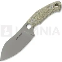 GiantMouse GMF1-XL Green Canvas Micarta, Stonewashed N690, Burgundy Leather Sheath, feststehendes Messer