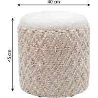 FineBuy Sitzhocker mit Stauraum Wolle 40cm Creme Stoffhocker Rund Polsterhocker Stoff