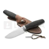 Lionsteel Acha AH BLB Satin M390, Black Burlap Micarta, Titanium Guard, Fahrtenmesser