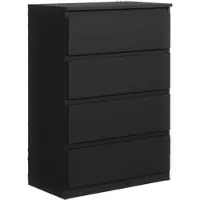 Masseno Kommode NUDO 70 cm Sideboard mit 4 Schubladen und Türen für Wohnzimmer Schlafzimmer Modern 70x39x102 cm Schwarz / Schwarz
