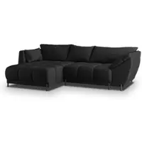 Masseno Ecksofa VESTANO L-S mit Schlaffunktion L-Form, Sofa mit Bettkasten, Wohnzimmersofa, Couch, Soffa, Bettsofa, Couchgarnitur- Schwarz, MATT VELVET 99