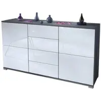 Vladon SIDEBOARD Rova Weiß Hochglanz
