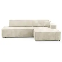 Masseno Ecksofa TESSO L-S mit Schlaffunktion L-Form, Sofa mit Bettkasten, Wohnzimmersofa, Couch, Soffa, Bettsofa, Couchgarnitur- Creme, TILIA 03