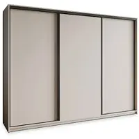 Masseno Schiebetürenschrank NISSE 250/205/60 cm Kleiderschrank mit 4 Schubladen Schlafzimmer Schrank 3-türig Kaschmir