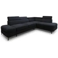 Masseno Ecksofa AVISE Q R-S mit Schlaffunktion L-Form, Sofa mit Bettkasten, Wohnzimmersofa, Couch, Soffa, Bettsofa, Couchgarnitur- Schwarz, QUELLE 100