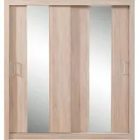 Masseno Schiebetürenschrank MIRA 200/215/60cm 2-türig mit Spiegel Sonoma Eiche