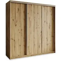 Masseno Schiebetürenschrank NISSE 180/205/60 cm Kleiderschrank mit 4 Schubladen Schlafzimmer Schrank 3-türig Eiche Artisan