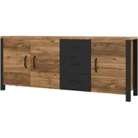 Masseno Kommode OLIVIERO 192 cm Sideboard mit 3 Schubladen und 3 Türen für Wohnzimmer Schlafzimmer Modern 192x43x79 cm Braun / Braun