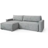 Masseno Ecksofa BESMIR mit Schlaffunktion L-Form, Sofa mit Bettkasten, Wohnzimmersofa, Couch, Soffa, Bettsofa, Couchgarnitur- Hellgrau, POSO 55