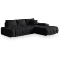 Masseno Ecksofa ALESE R-S mit Schlaffunktion L-Form, Sofa mit Bettkasten, Wohnzimmersofa, Couch, Soffa, Bettsofa, Couchgarnitur- Schwarz, MONOLITH 95