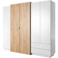 Masseno Drehtürenschrank TRES 230/201,8/51,6 cm 5-türig Schlafzimmer Schrank Kleiderschrank Weiß